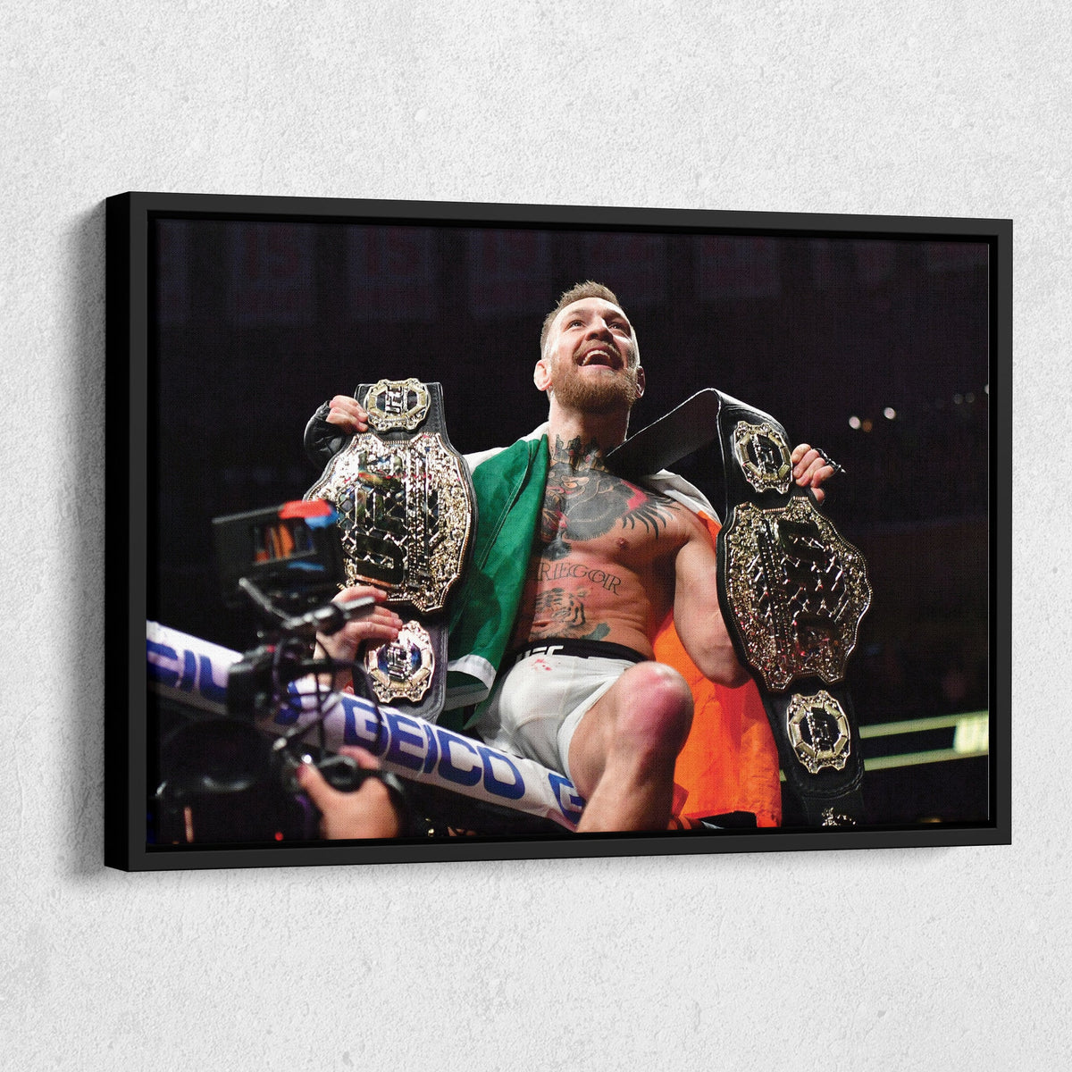 Conor McGregor Celebrating with Belts Home Decor Framed - Poster | Canvas Wall Art Print
