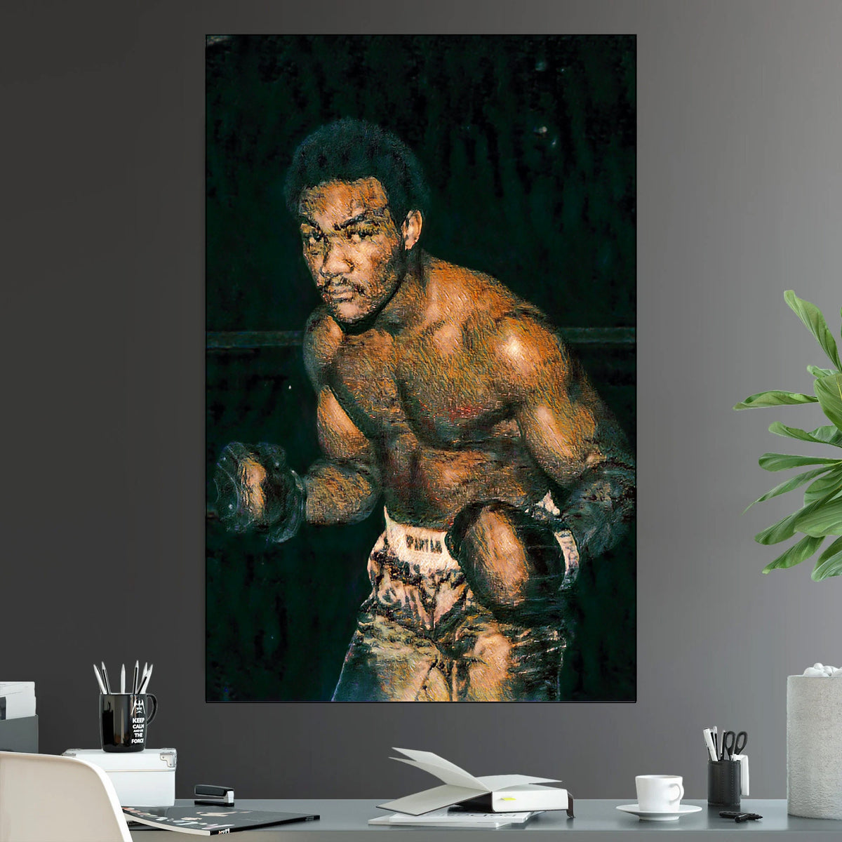 Big George Foreman Heavyweight Champion Iconic Fighter Series Boxing Rumble in the Jungle MMA - Poster | Canvas Wall Art Print