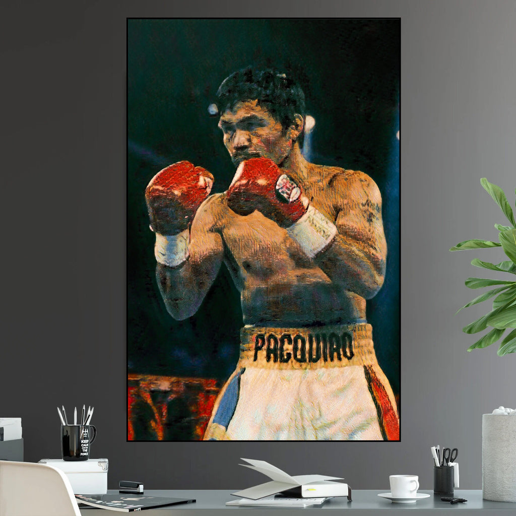 Manny Pacquiao Pacman Lightweight Champion Iconic Fighter Series Boxing MMA - Poster | Canvas Wall Art Print
