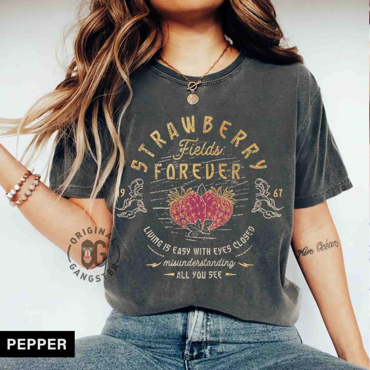 Old School Band Tee Vintage Retro Band Tee Beatle Strawberry Fields Rock Band Tee Oversized Trendy Shirts Comfort Colors Band Shirt
