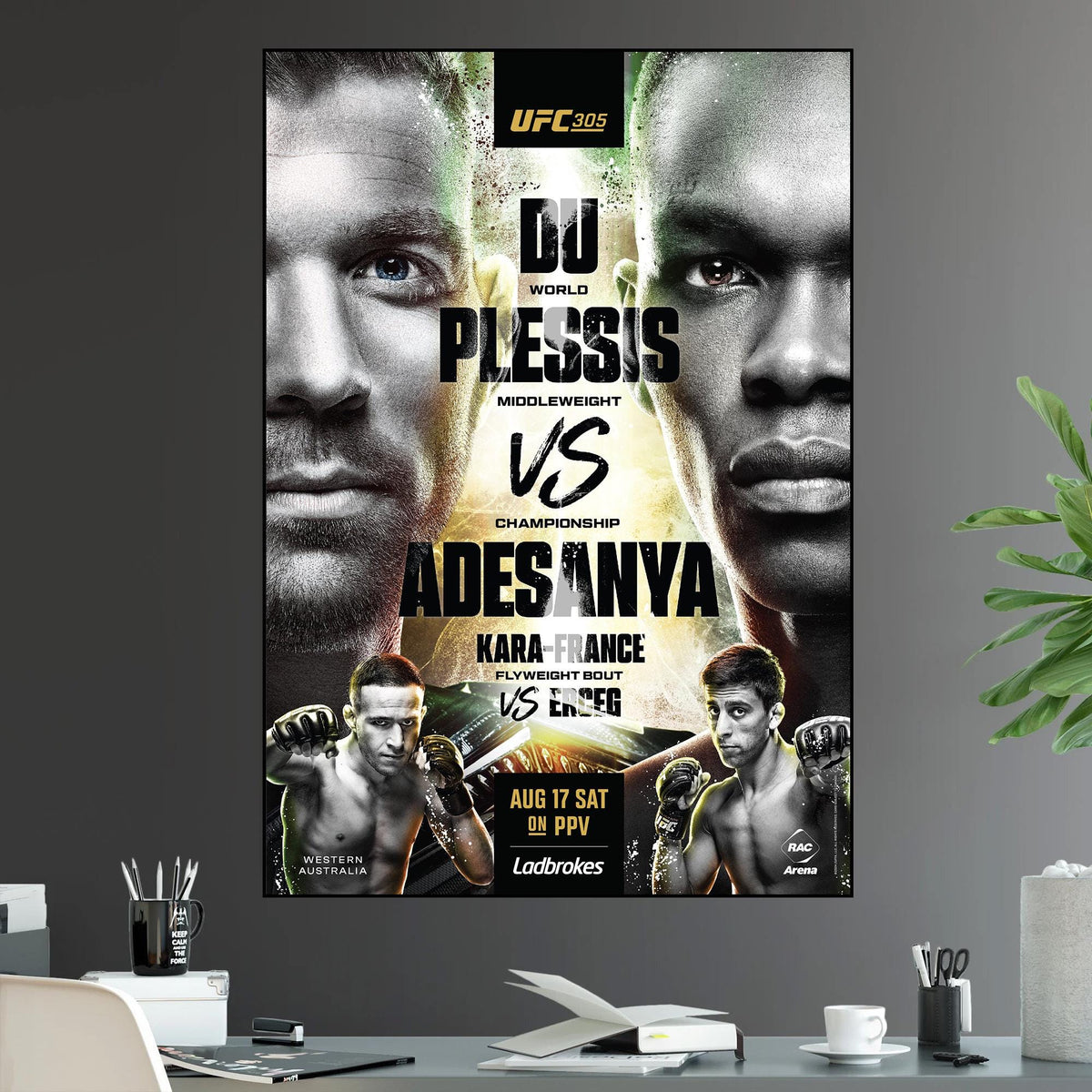 UFC 305 Israel "Izzy" Adesanya vs Dricus Du Plessis Middleweight Championship Title Kara vs France - Poster | Canvas Wall Art Print