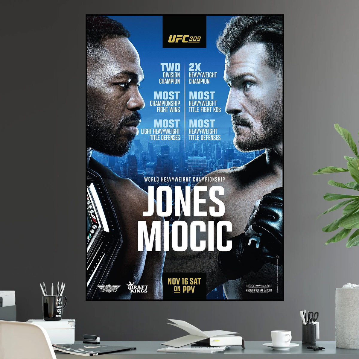 UFC 309 Jon Jones vs Stipe Miocic Heavyweight Championship Title Charles Oliveira vs Chandler - Poster | Canvas Wall Art Print