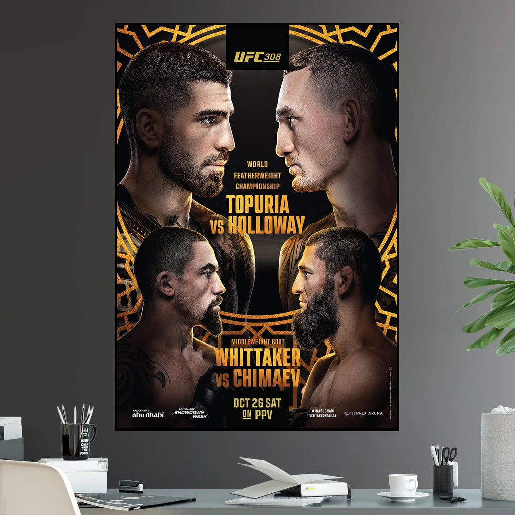 UFC 308 Ilia Topuria vs Max Holloway Featherweight Championship Title Robert Whittaker Chimaev - Poster | Canvas Wall Art Print
