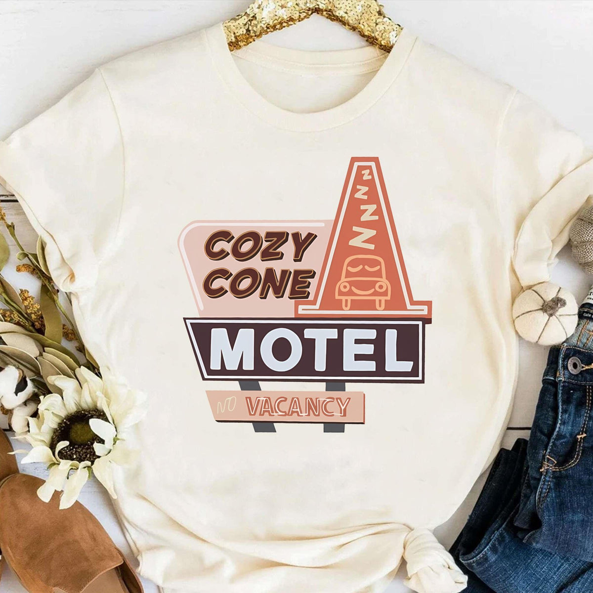 Comfort Colors Lightning McQueen Cozy Cone Motel Shirt Women, Disney Cars Rusteze Birthday Disneyworld Disneyland Family Trip Graphic Tee, Gift for Her Aesthetic