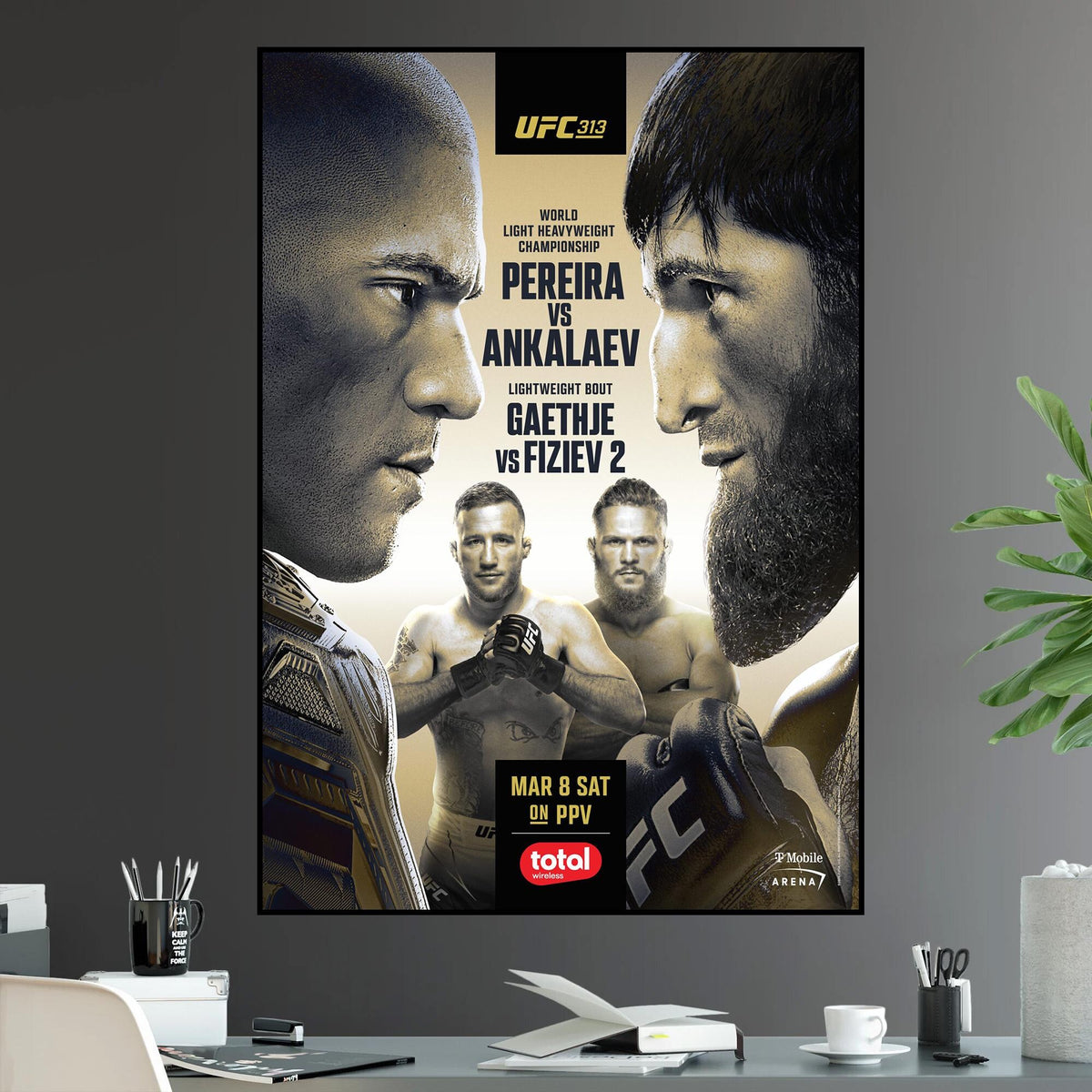 UFC 313 Alex Pereira vs Magomed Ankalaev Light Heavyweight Championship Title Justin Gaethje - Poster | Canvas Wall Art Print