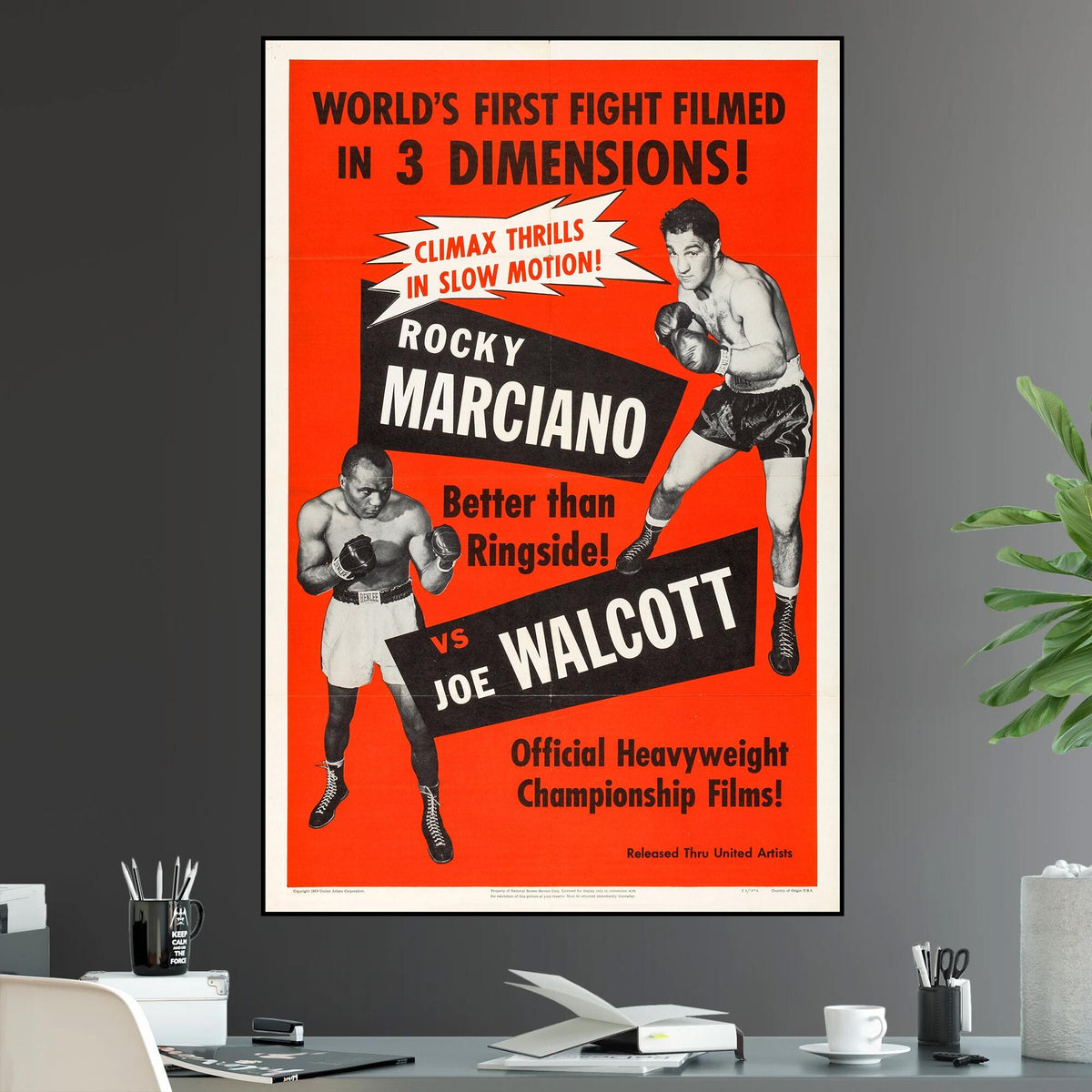 Rocky Marciano vs Jersey Joe Walcott Undisputed Heavyweight World Championship Battle Iconic Boxing - Poster | Canvas Wall Art Print