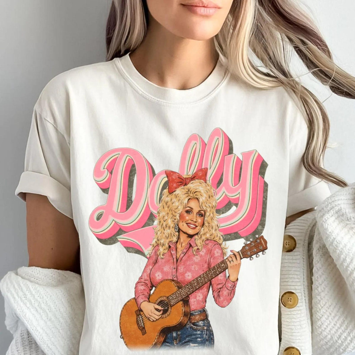 Retro Dolly Shirt Pink Cowgirl Graphic Tee Country Music Shirt Western Shirt for Women Dolly Gift Hoodie Sweatshirt Long Sleeve