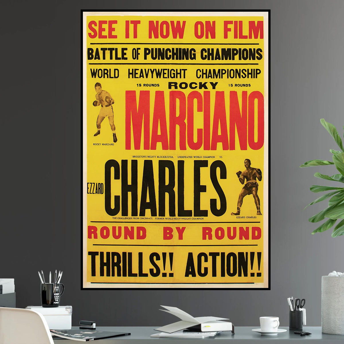 Rocky Marciano vs Ezzard Charles 2 Undisputed Heavyweight World Championship Battle Iconic Boxing - Poster | Canvas Wall Art Print