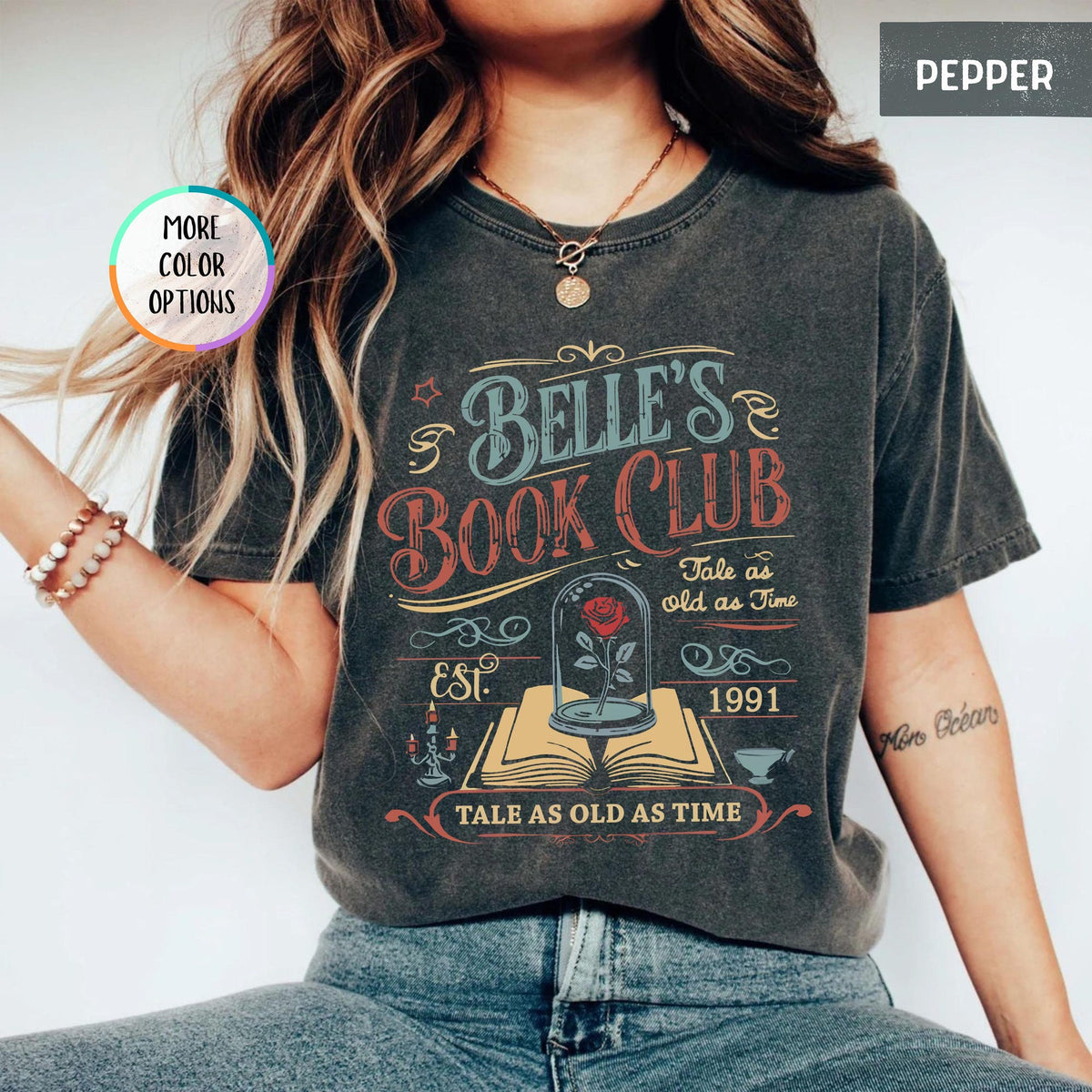 Disney Belle Book Club Shirt Comfort Colors Bookish Tee Vintage Style Reading Shirt For Women Tale As Old As Time Book Lover Gift