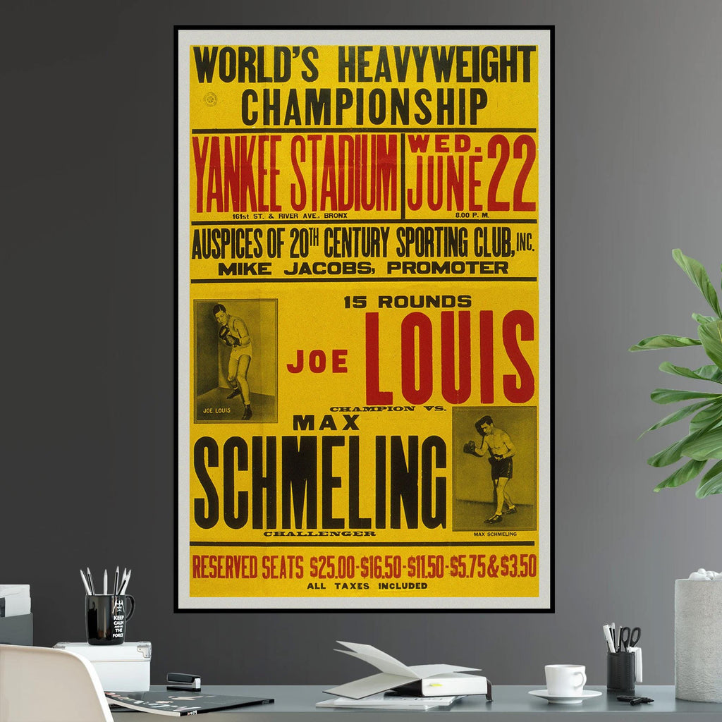 Joe Louis vs Max Schmeling 2 Undisputed Heavyweight World Championship Battle Iconic Boxing - Poster | Canvas Wall Art Print