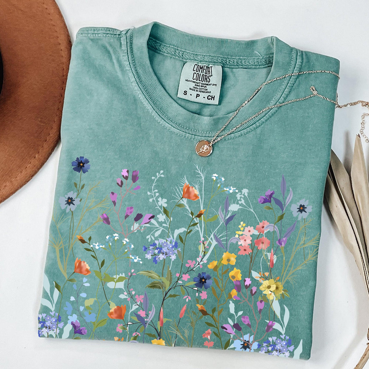 Vintage Pressed Flowers Shirt Comfort Colors  Boho Cottagecore Tshirt Botanical Floral Tee Wildflowers Shirt Gift For Gardener