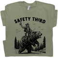 Safety Third Shirt Funny T Shirt Cool Graphic Shirts for Men Women Guys Grizzly Bear T Shirt Yellowstone Park Tee Nature Crazy Novelty Shirt