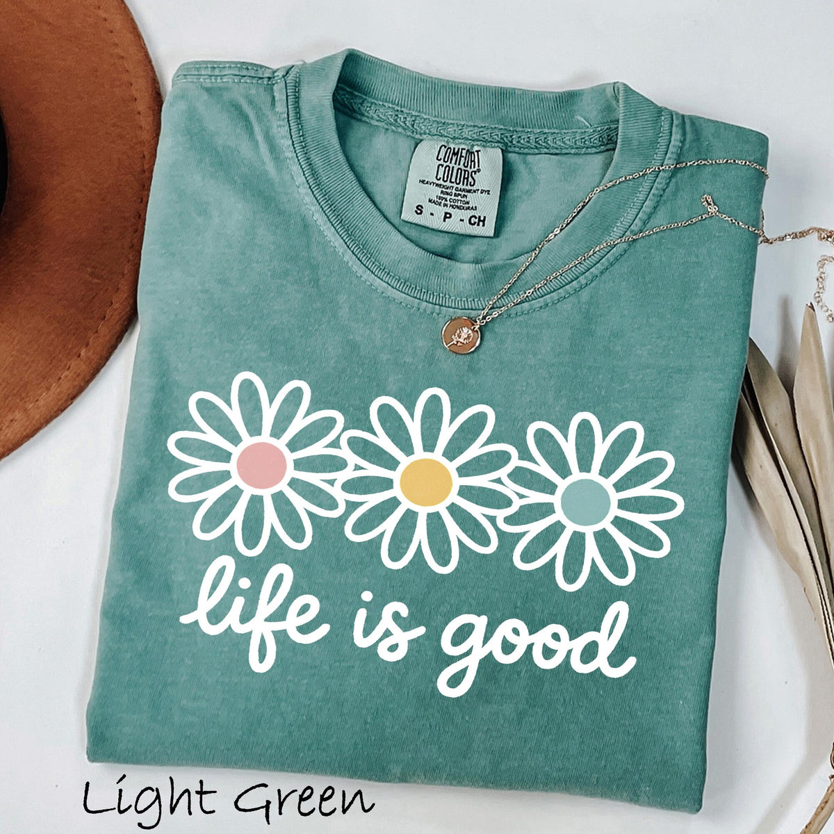 Comfort Colors spring daisy tshirt life is good tee floral graphic boho flower tee womens pastel daisy tshirt vintage spring shirt