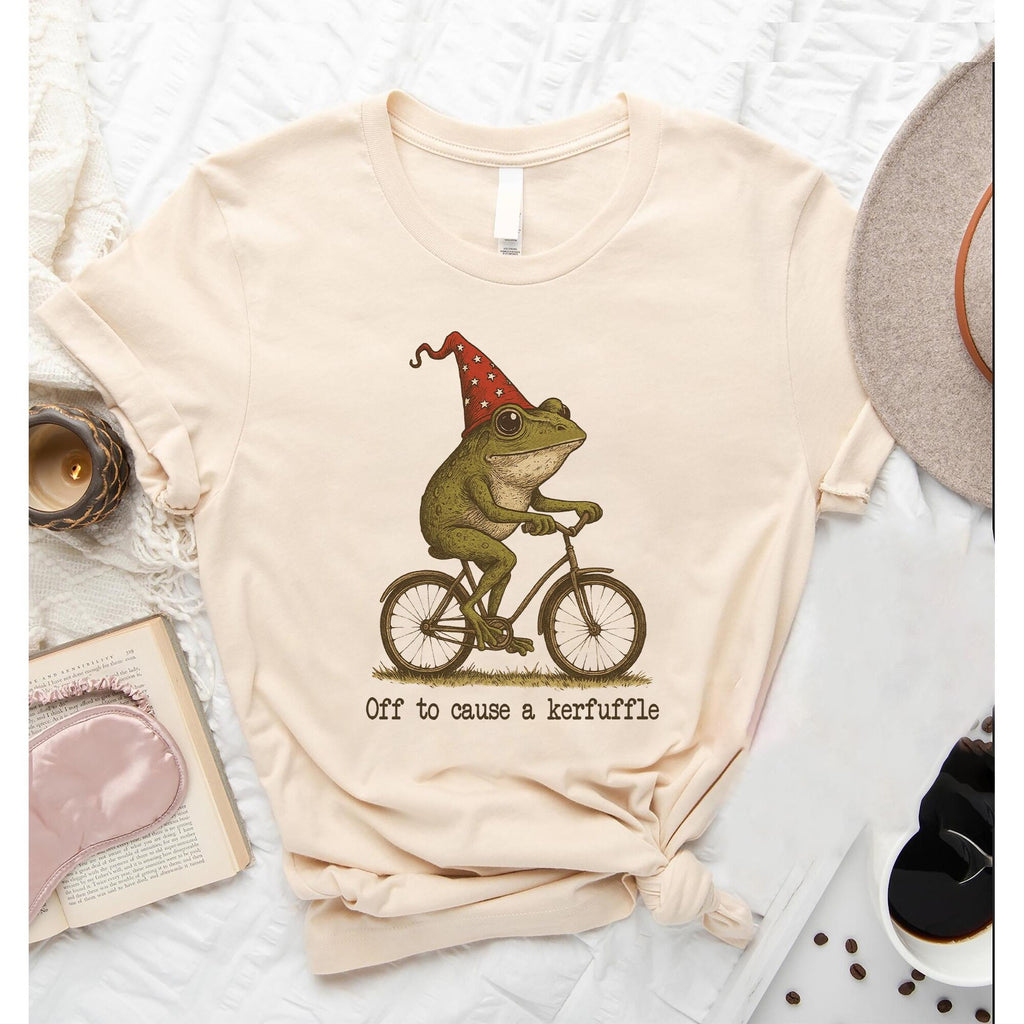 Off to Cause a Kerfuffle Frog Tshirt Sarcastic Shirts Funny Sayings Adult Humor Shirt Frog Meme Shirt Mental Health Shirt Funny Shirts