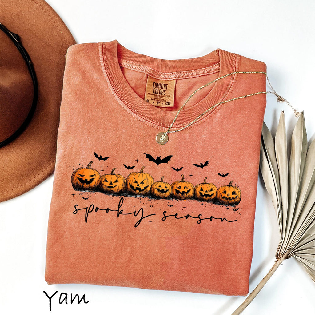 Comfort Colors Spooky Season Pumpkins Halloween Shirt Spooky Season TShirt Ghost Pumpkin bat Shirt Halloween Gift Stay Spooky Shirt
