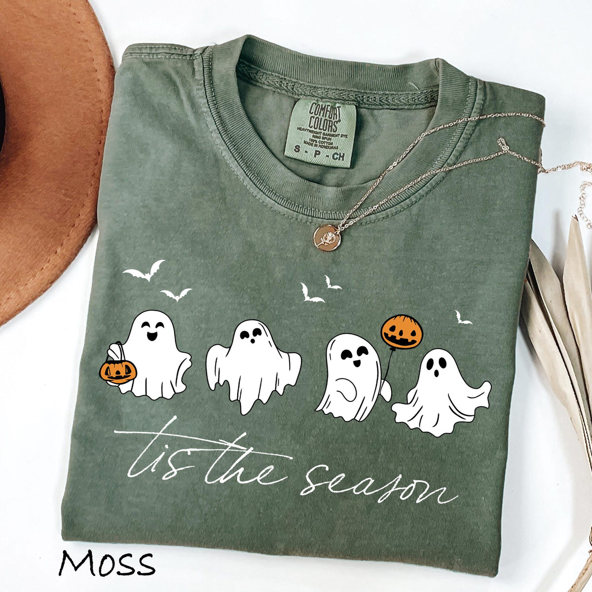 Comfort Colors Tis The Season Halloween Shirt Retro Ghost TShirt Womens Halloween Tee Pumpkin Season Shirt Cute Pumpkin Ghosts T Shirt