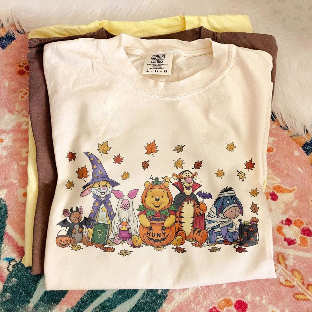 Retro Winnie The Pooh Halloween Shirt Comfort Colors Pooh Halloween TShirt Pooh Halloween Family Tee Pooh And Friends Halloween Shirt