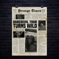 Daredevil Tours Turns Wild Newspaper Article Flyer - Poster | Canvas Wall Art Print