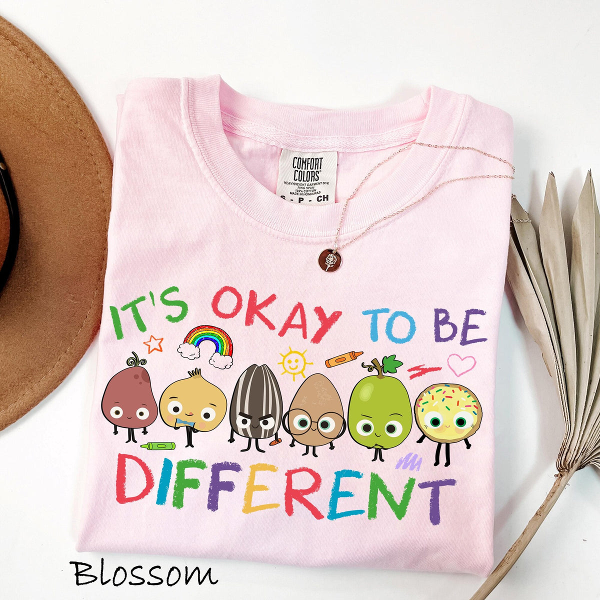 Comfort Colors Its Okay To Be Different Fruit Graphic Teacher Shirt Inclusivity TShirt Back To School Tee Teacher Gift For Her