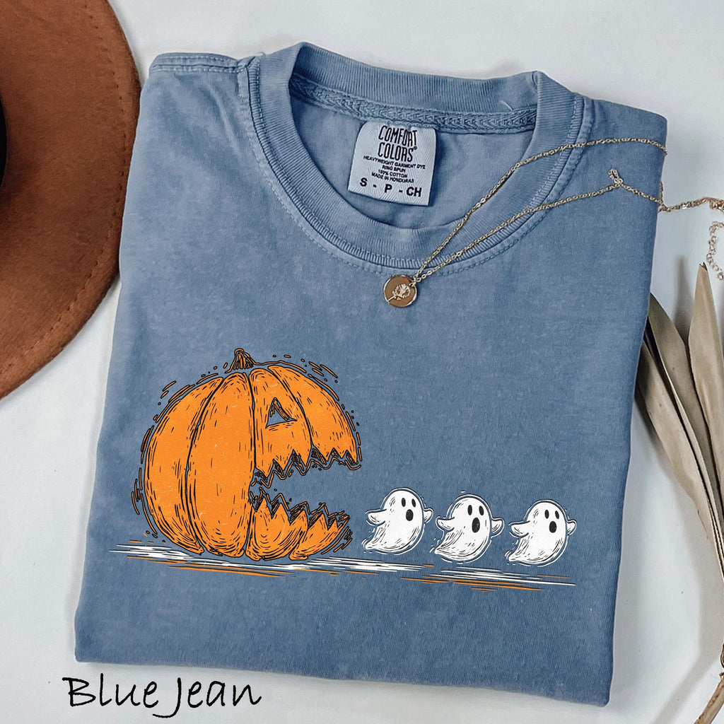 Comfort Colors Halloween Pumpkin Eat Ghosts Shirt Funny Halloween Shirt Halloween Gamer Gift Halloween Party TeePumpkin Pac Man TShirt