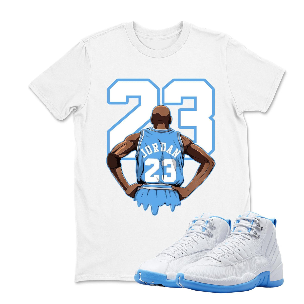 Comfort Colors Jordan 23 MJ Back Shirt Women, Sneaker Match Jordan 12 Melo University Blue Graphic Tee, Retro Sneakerhead Gift for Her Aesthetic