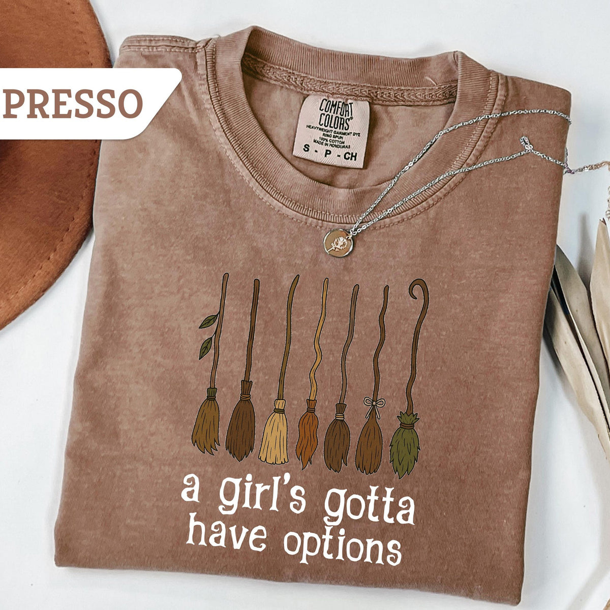 Comfort Colors A Girl Gotta Have Options Shirt Women, Retro Halloween Witches Funny Spooky Season Witchy Graphic Tee, Gift for Her Aesthetic