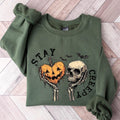 Creepy Sweatshirt Womens Halloween Sweatshirt Cute Skeleton Hands Tee Funny Halloween Outfit Skull Tee Spooky Season Shirt