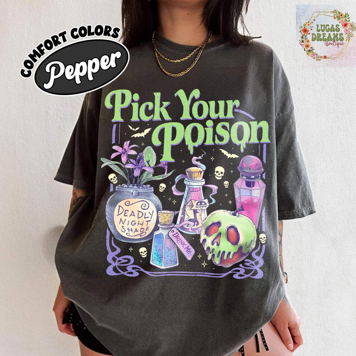 Pick Your Poison Vintage Comfort Colors Shirt Princess Halloween TShirt Kuzco Poison Apple Tee Spooky Season Villain Cartoon