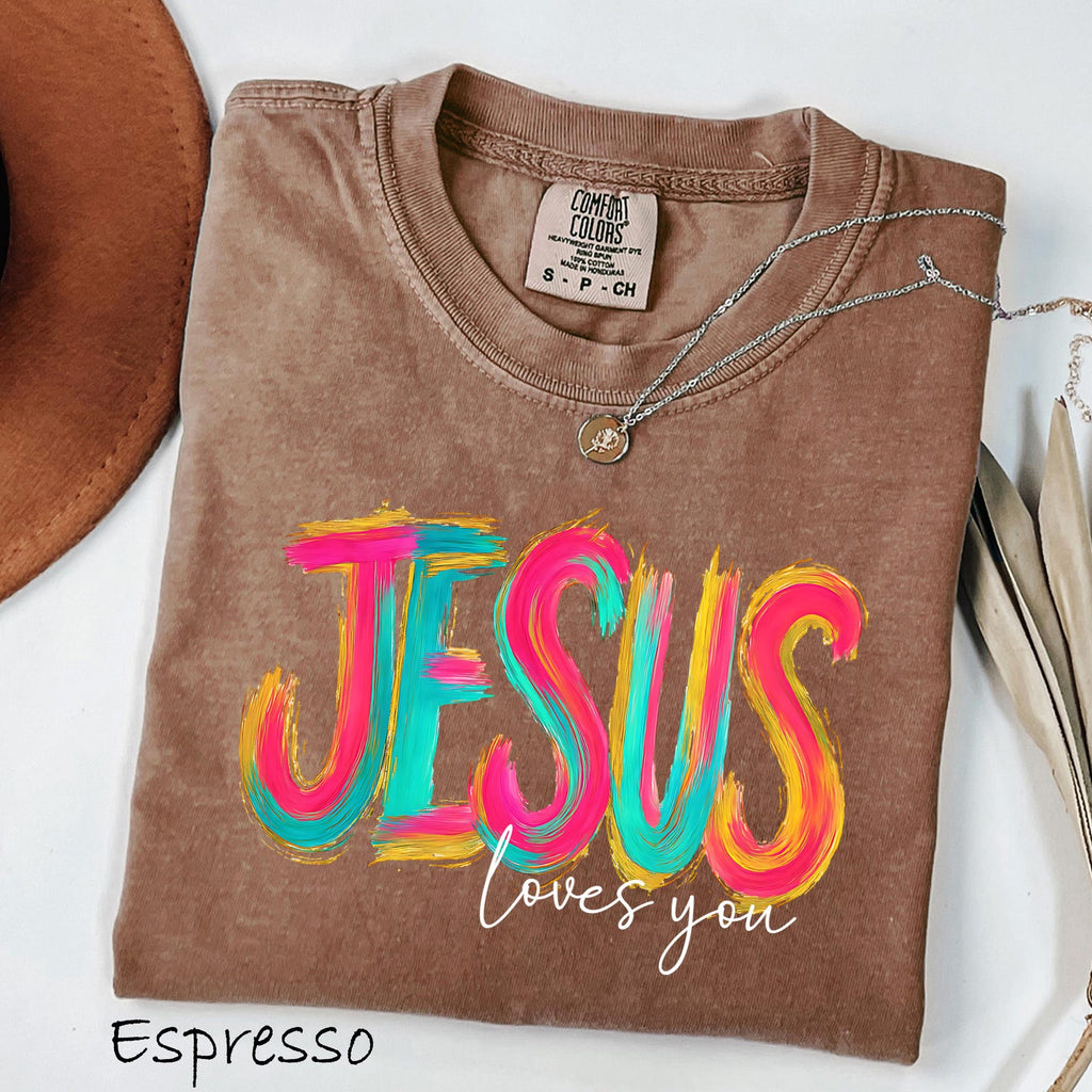 Comfort Colors Jesus Loves You Shirt Christian TShirt Motivational Faith Tee Religious Apparel Bible Verse Trendy Fall Christian Gift