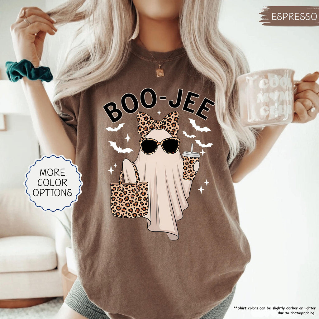 Comfort Colors BooJee Ghost Shirt Leopard Ghost Tee Ghost Coffee Shirt Funny Fall Shirt  Ghost Tee Girly Halloween Gift Boojee Shirt