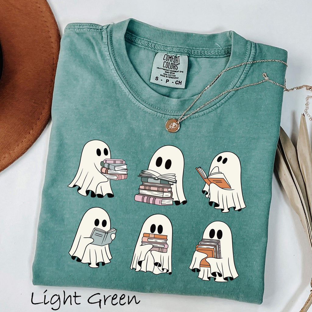 Comfort Colors Halloween Book Shelf Sweatshirt Reading Tee Book Lover Gift Reading Book Shirt Ghost Reader Tee Literature Boo Sweatshirt