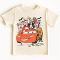 Comfort Colors Lightning McQueen Halloween Cars Shirt Women, Disney Mickey Spooky Vibes Pumpkin Ghost Graphic Tee, Halloween Gift for Her Aesthetic