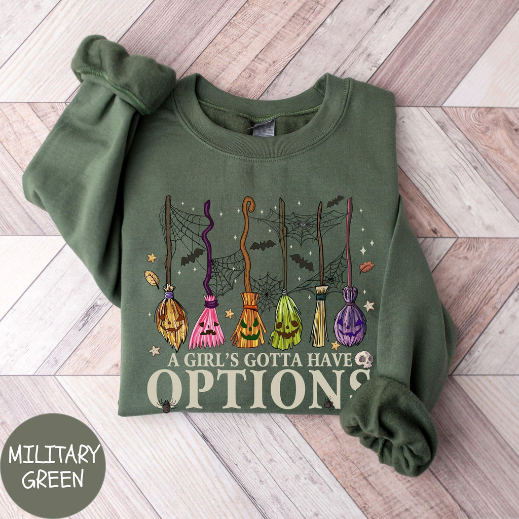Comfort Colors Halloween A Girl Gotta Have Options Shirt Women, Cute Girls Will Be Girls Witch Spooky Season Witchy Vibe Graphic Tee, Gift for Her Aesthetic