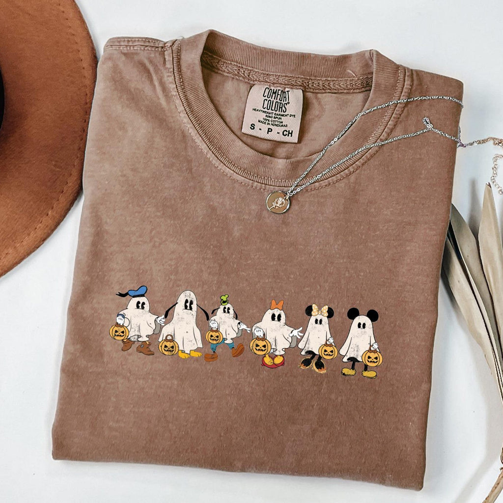 Comfort Colors Mickey Friends Halloween Fall Shirt Women, Mickey Ghost Retro Spooky Disney Family Matching Graphic Tee, Gift for Her Aesthetic