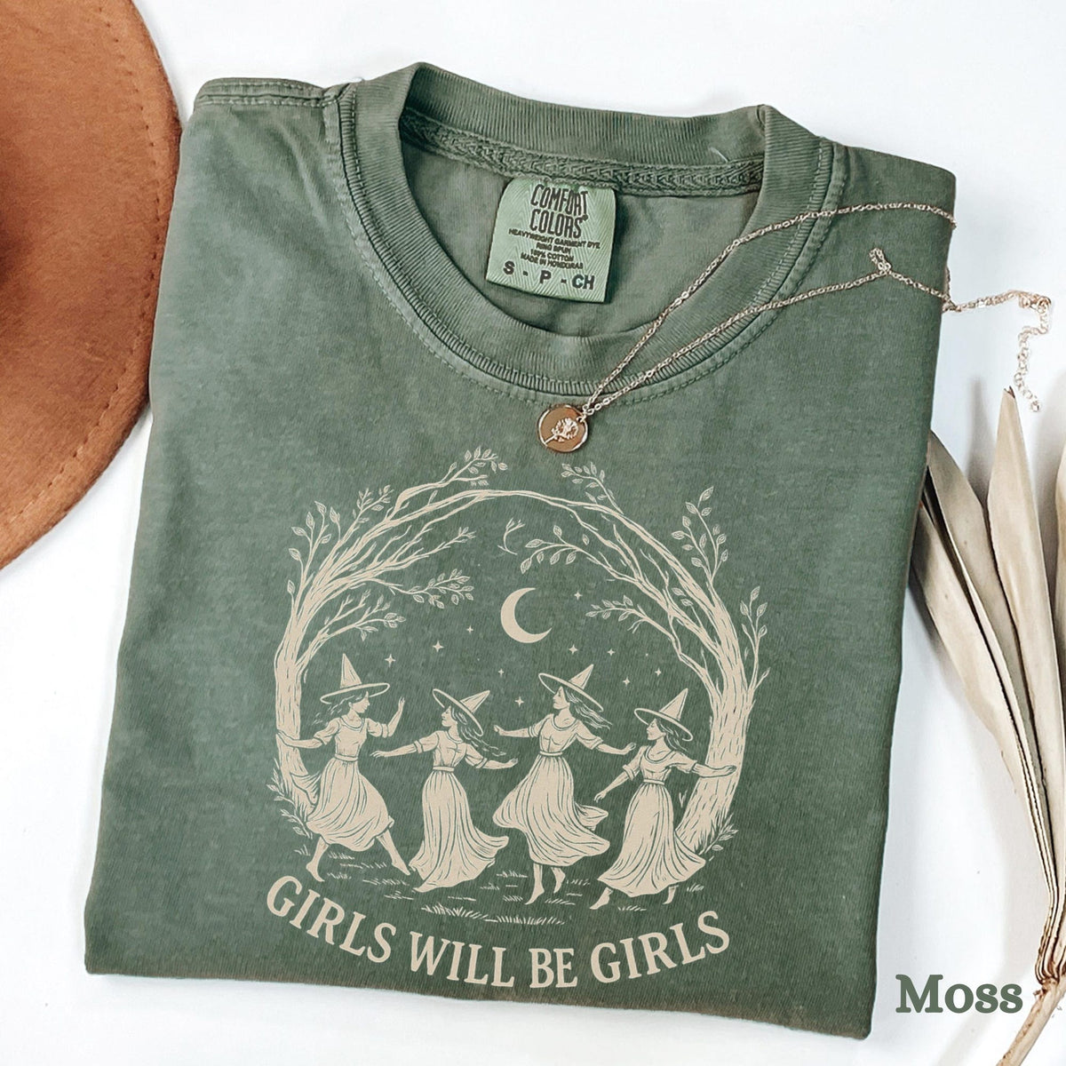 Vintage Girls Will Be Girls Witch Comfort Colors Shirt Funny Witch Vintage Shirt Vintage Halloween Women Shirt Witchy Vibes Shirt