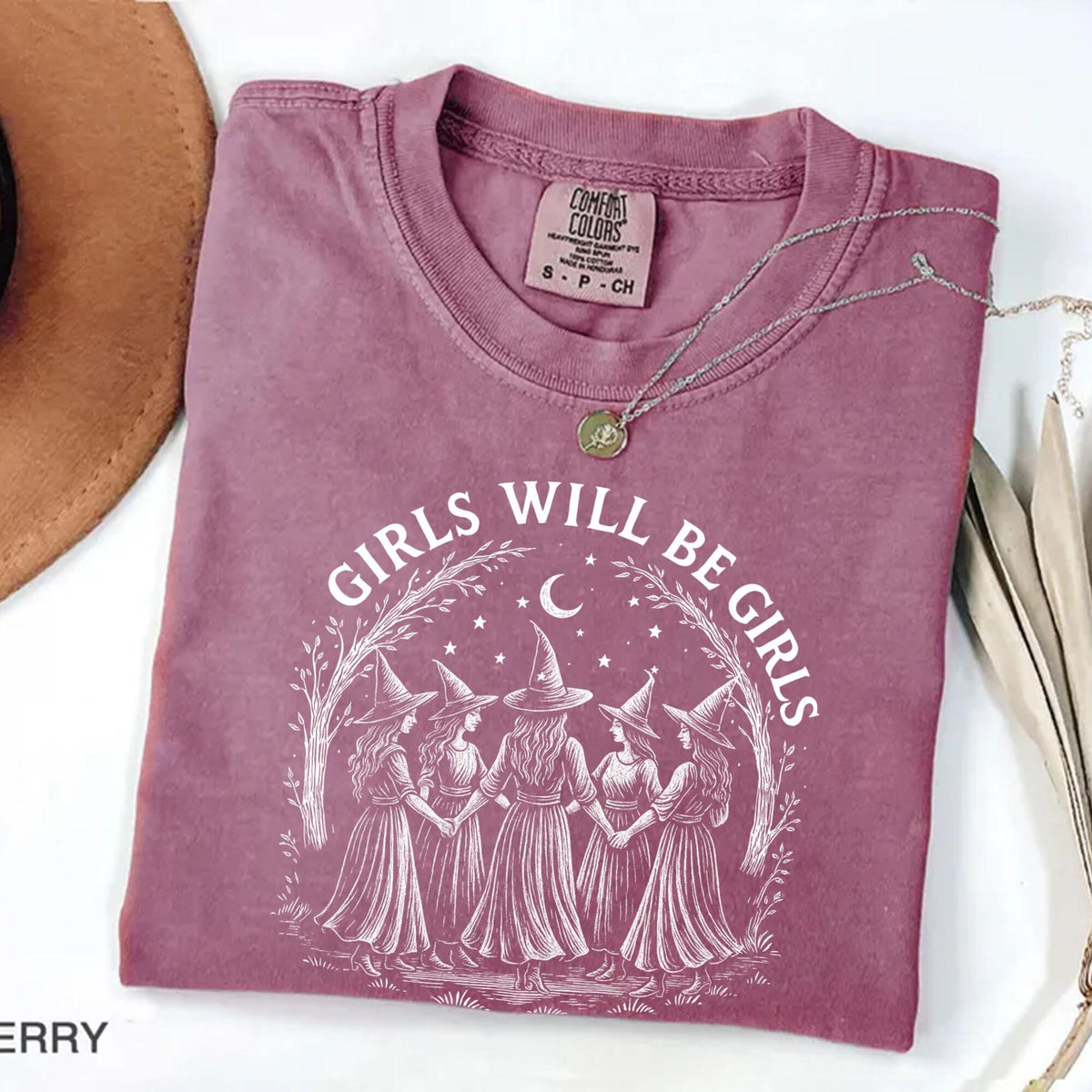 Comfort Colors Vintage Girls Will Be Girls Witch Shirt Funny Witch Vintage Shirt Vintage Halloween Women Shirt Witchy Vibes ShirtWitchy