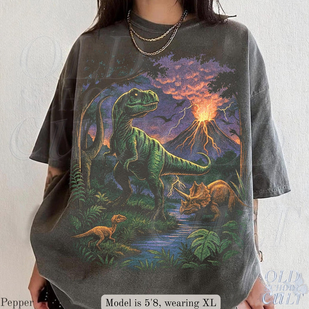 Vintage Jurassic Dinosaur 90s Graphic TShirt Retro TRex  Triceratops Shirt 90s Prehistoric Graphic Tee Dino Top Nostalgia Nature Gift