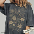 Christian T Shirt Floral Cross Graphic Tee Faith Based Shirt Bible Verse Inspired Top Jesus Lover Gift Church Womens Christianity Shirt