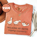 Comfort Colors Walking by Faith Tripping Constantly Inspirational Shirt Christian Shirt Minimal Christian Shirt for Women Religious Tee