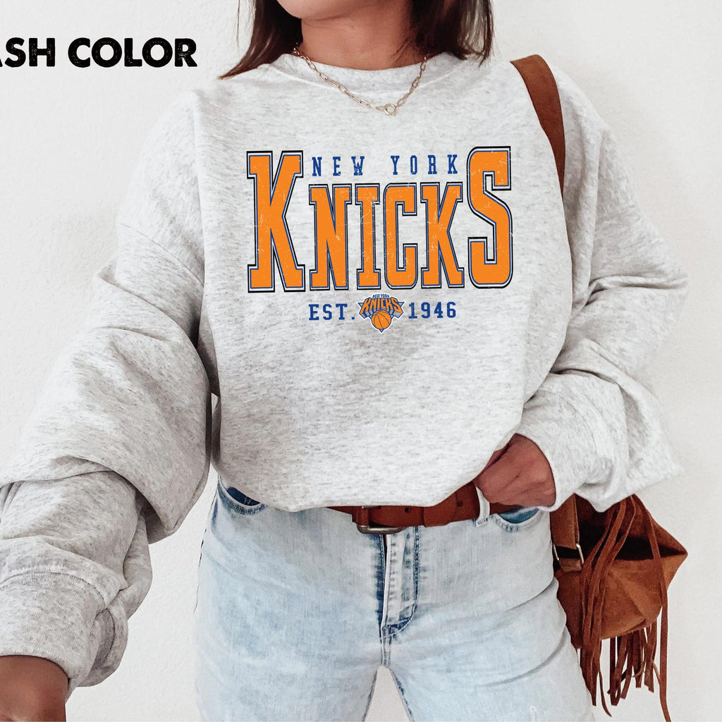 Vintage New York Knicks Sweatshirt Retro NYC Hoops Crewneck Classic Game Day Basketball Pullover Unisex Fan Gift