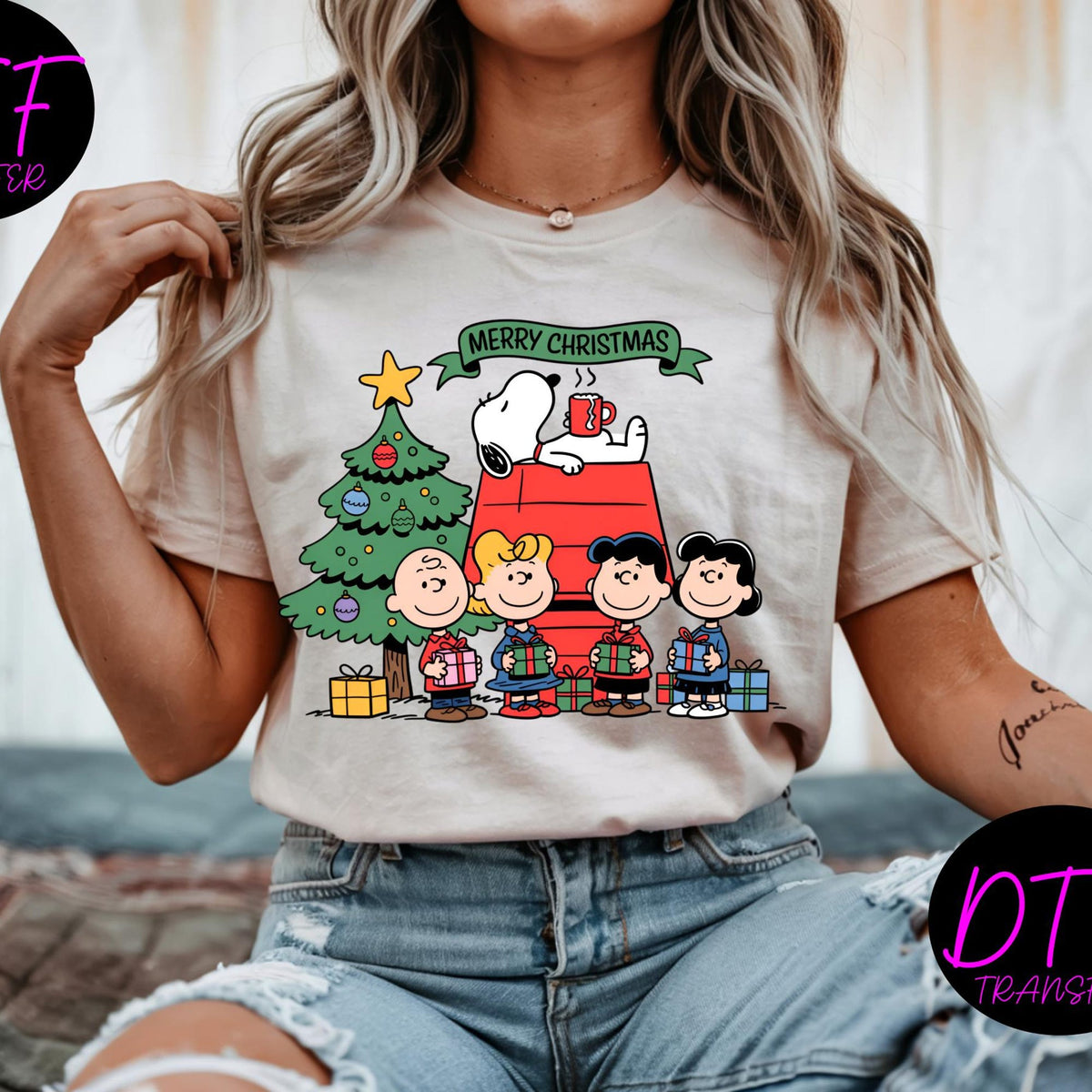 Comfort Colors Snoopy Christmas Shirt Women, Merry Christmas Cute Holiday Cartoon Dog Charlie Brown Tree Graphic Tee, Gift for Her Aesthetic