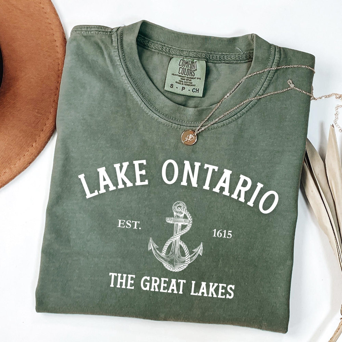 Lake Ontario Est 1615 Shirt Lakes Vintage Tee Retro Anchor Souvenir Gift Comfort Colors