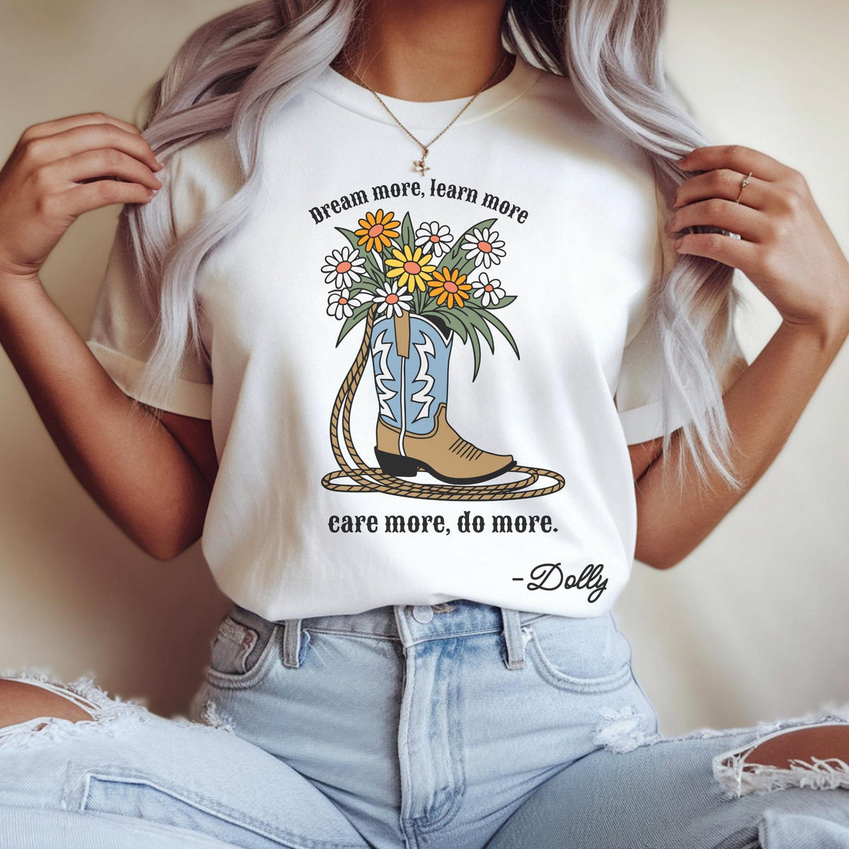 Comfort Colors Dream More Learn More Dolly Shirt Women, Country Music Cowgirl Concert Pigeon Forge Tennessee Graphic Tee, Fan Gift for Her Aesthetic