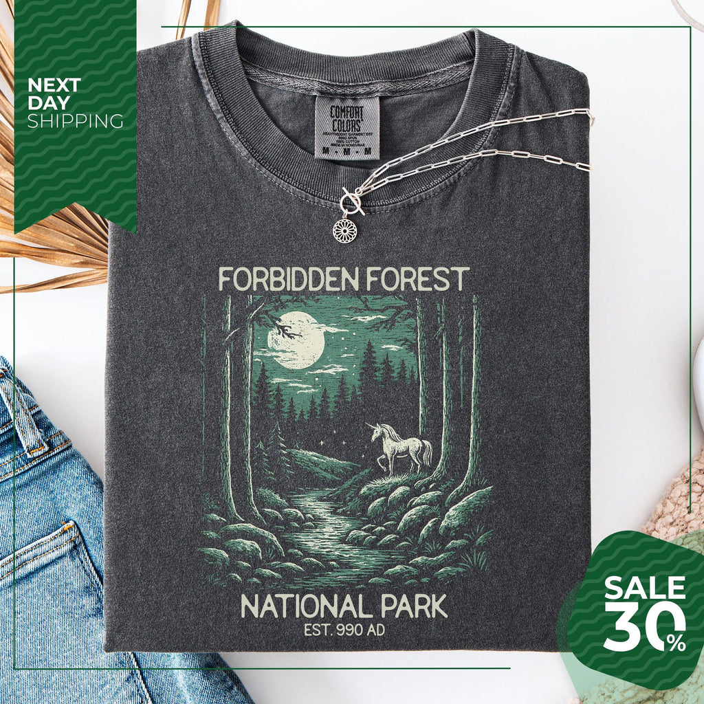 Comfort Colors Forbidden Forest Shirt  Bookish TShirt  Wizarding School Tshirt  National Park Wizard Shirt  Thrifted Aesthetic Reader