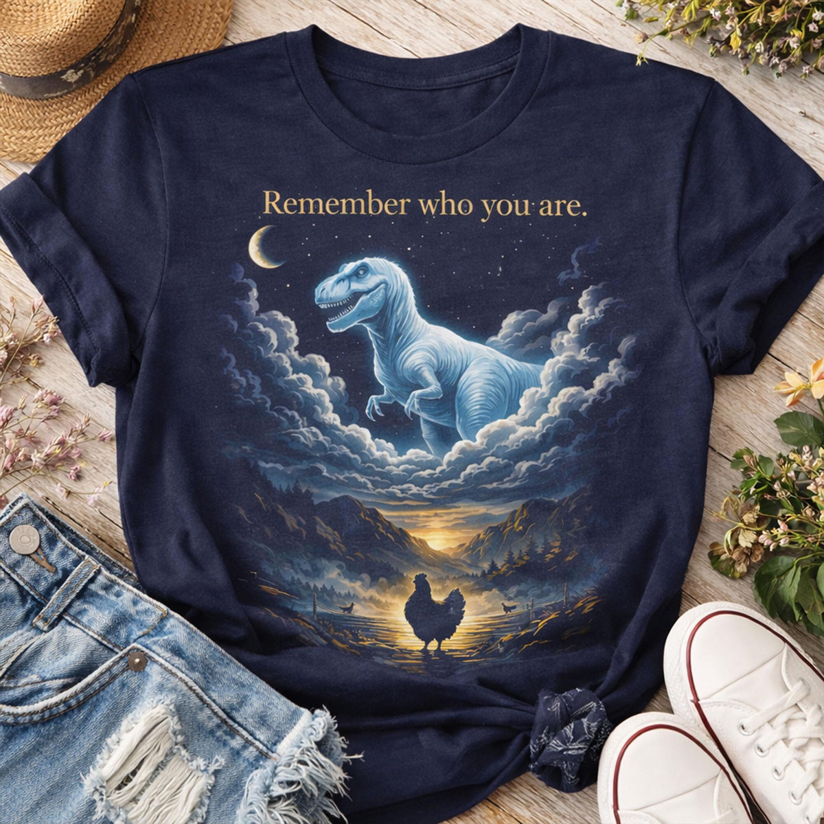 TRex Chicken Evolution Shirt  Remember Who You Are Graphic Tee  Funny Science Gift for Paleontology Lovers