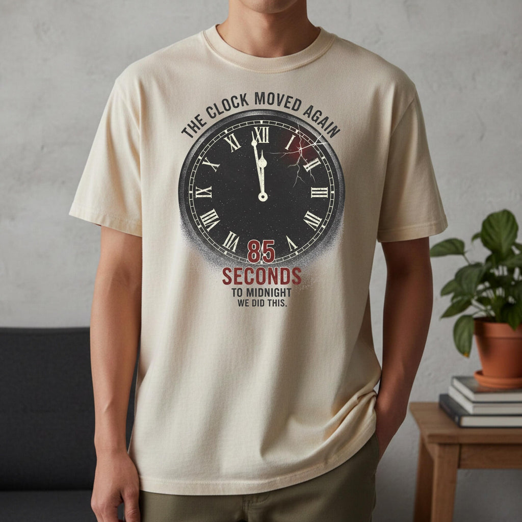 Comfort Colors 85 Seconds to Midnight Doomsday Clock Shirt Women, Apocalypse Awareness Dark Art Streetwear Graphic Tee, Gift for Her Aesthetic