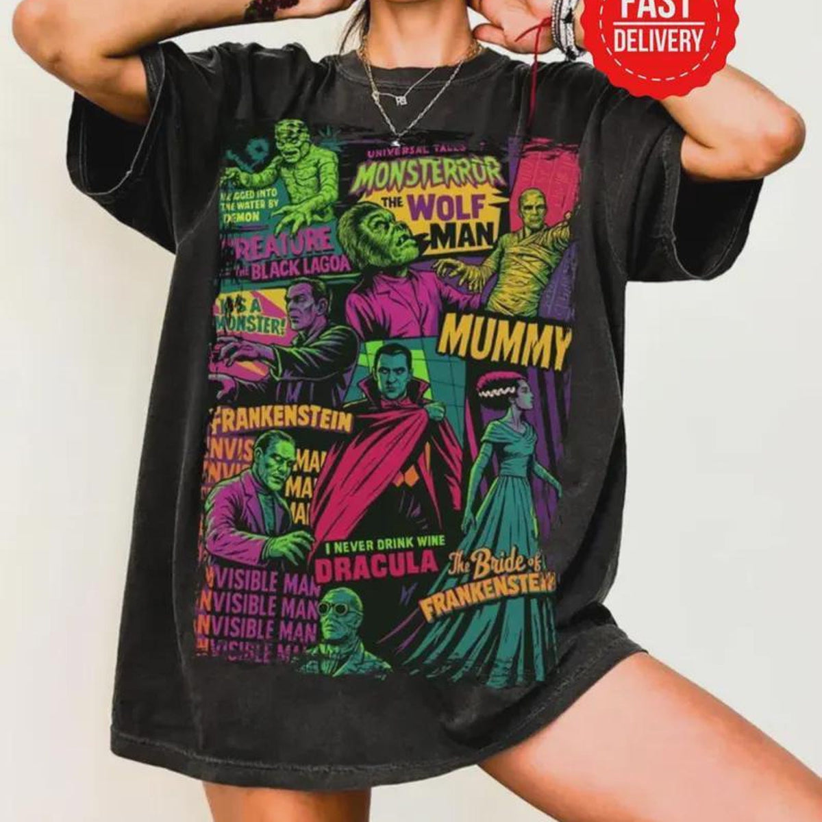 Comfort Colors  Big Print Universal Monsters TShirt