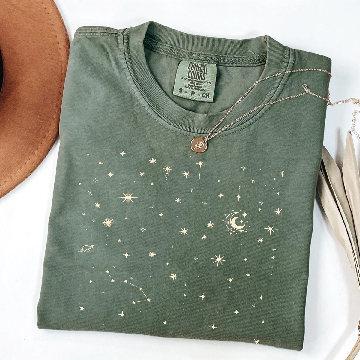 Comfort Colors Celestial Stars Shirt Minimal Moon Constellation Graphic Tee Adult Youth
