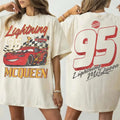 Comfort Colors Retro Lightning McQueen Two-Sided Shirt Women, Disney Pixar Cars Family Vacation 2026 Piston Cup Graphic Tee, Gift for Her Aesthetic