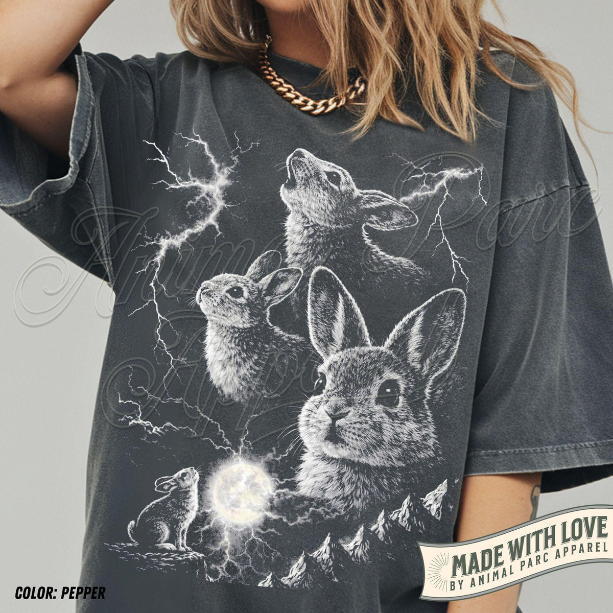 Bunny Howling to the Moon Vintage TShirt Silly Rabbit Tee Easter Gift 90s Full Moon Shirt Easter Bunny Shirt Dark Gothic Animal Shirt